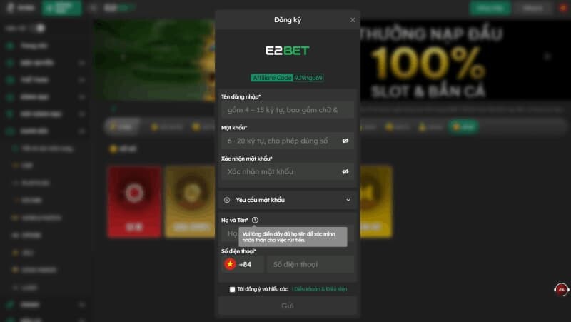 Đăng ký tài khoản E2bet đơn giản chỉ với vài thao tác
